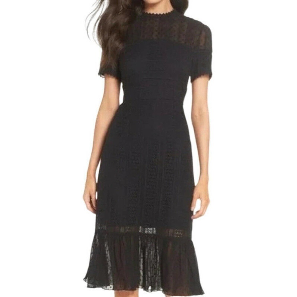 Chelsea28 Dress Black Swiss Dot Midi Size Medium NWT